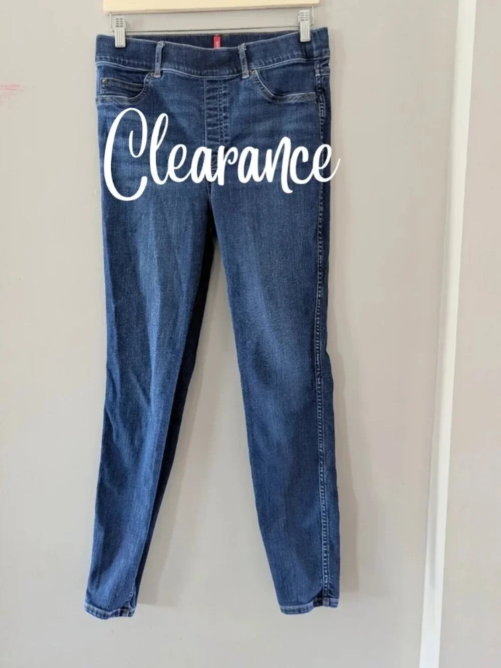 Spanx Medium Wash High Rise Ankle Skinny Jeans Size Large